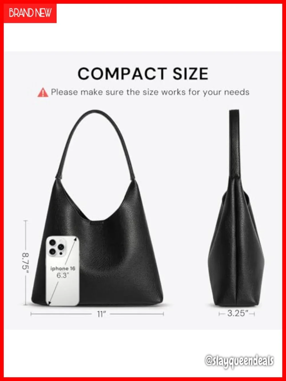 Slouchy Hobo Shoulder Bag Soft Vegan Leather Magnetic Small Everyday Purse